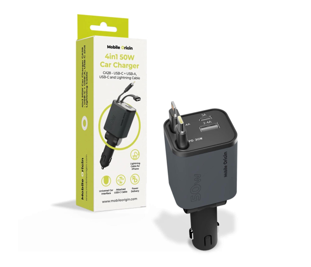 Mobile Origin Car Charger CA28 4in1 USB-C USB-A USB-C and Lightning Cable - 1502705 - zdjęcie 4